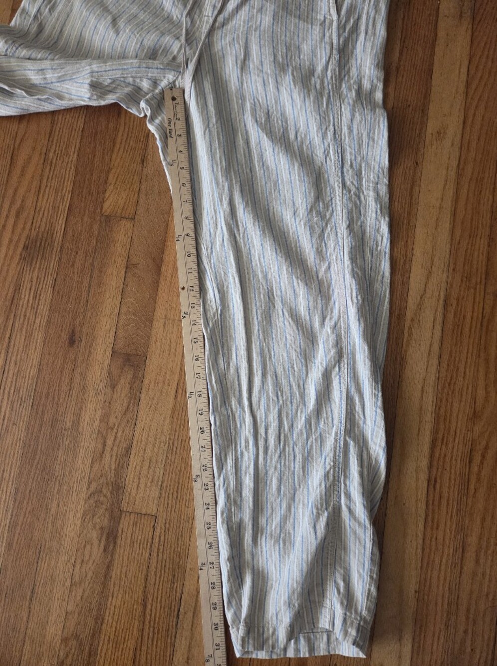 J.Jill Love Linen 100% Linen Striped Drawstring Pants Coastal Preppy Large Tall - Picture 5 of 10